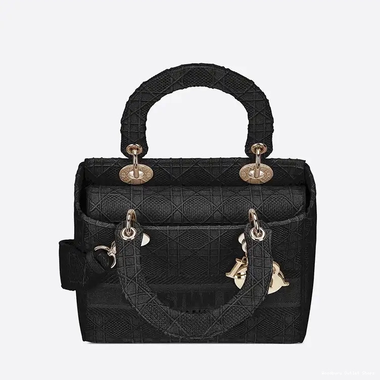 Cheap Bag Lady Motif Black D-lite Canvas Medium Cannage 0324 Hot Sale